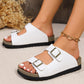 Sitting Seaside PU Leather Buckle Sandals