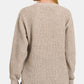 Zenana The World Is My Canvas High Low Long Sleeve Waffle Sweater in H Mocha