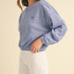 Mable Vintage in Malibu Letter Embroidery Crop Sweatshirt in Blue Purple