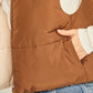 Love Tree Two Faced Zip Up Cropped Contrast Reversible Vest in Cocoa