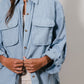 BiBi Stitched With Love Button Down Stitch Detail Shirt with Chest Pockets in Denim