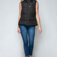 Snobbish Cute and Cozy Snap and Zip Closure Hooded Vest in Midnight/ Black
