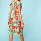 Haptics Minty Fresh Floral Square Neck Short Sleeve Dress with Pockets