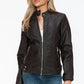 Snobbish A Wild Ride Faux Leather Biker Jacket with Side Zip Pockets in Chocolate