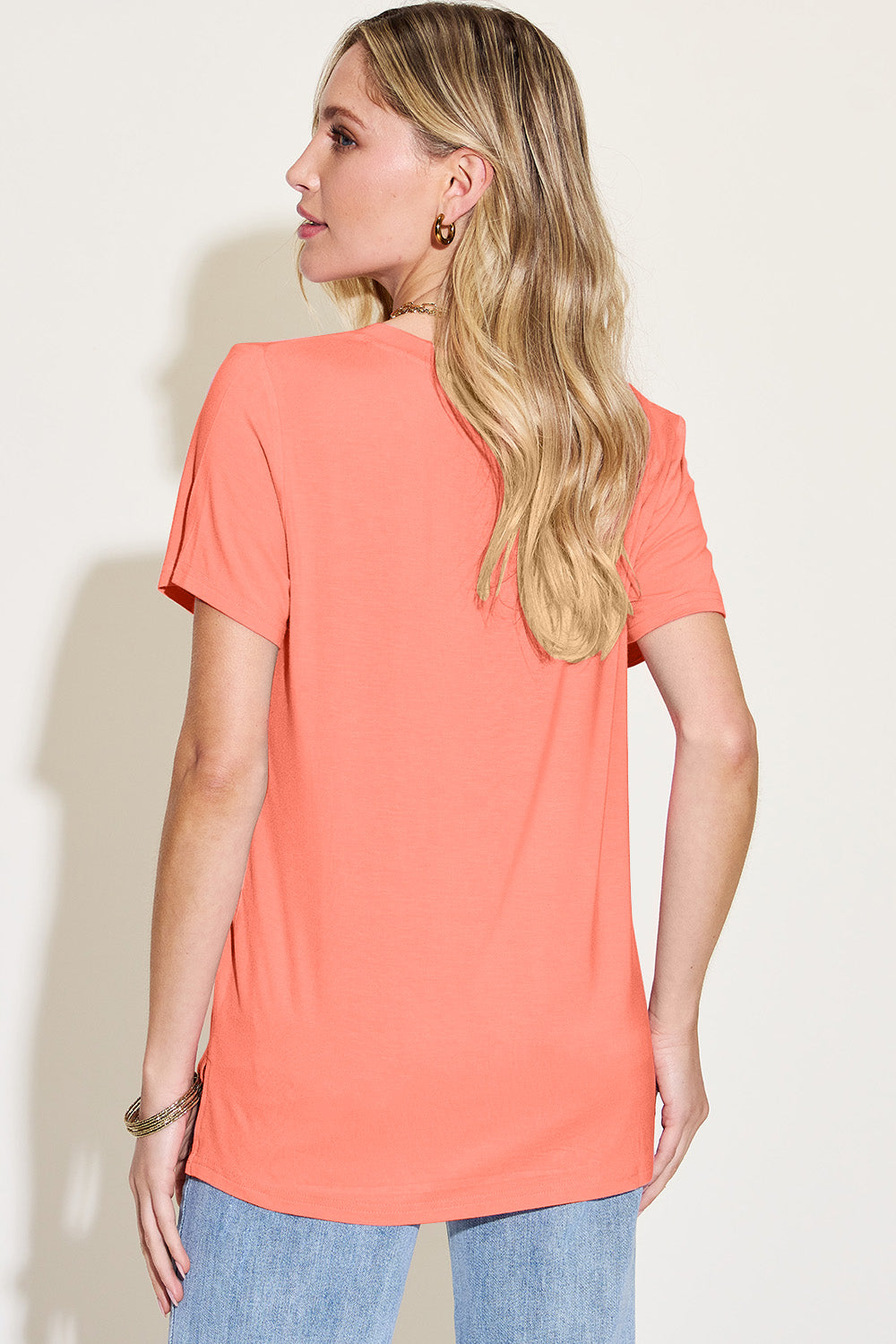 Basic Bae Bamboo All Day Long V-Neck High-Low T-Shirt