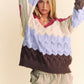 Davi & Dani Waves of Warmth Wavy Texture Color Block V-Neck Sweater