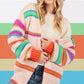 SAGE + FIG Color Me Happy Rainbow Striped Open Front Knit Cardigan
