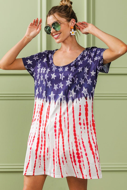 BiBi Summer in the USA American Flag Tee Dress