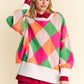 Davi & Dani Enchant Exposed Seam Color Block Dropped Shoulder Sweater