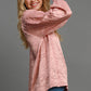 Umgee Perfectly Imperfect Wrinkled Lantern Sleeve Blouse in Blush Pink