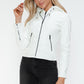 Snobbish Embrace The Day Faux Leather Zip Up Drawstring Hooded Jacket in White