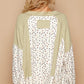 POL A Touch of Sunshine Waffle Knit Floral Notched Neck Long Sleeve Top in Sage