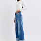 Judy Blue Rae Distressed High Waist Wide Leg Jeans