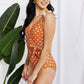 Marina West Swim Float On Ruffle Faux Wrap One-Piece in Terracotta