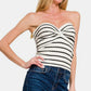 Zenana Catching Hearts Twisted Sweetheart Neck Striped Tube Top in Ivory