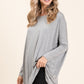 BOMBOM A Bright Day Long Sleeve Oversized Top in Heather Gray