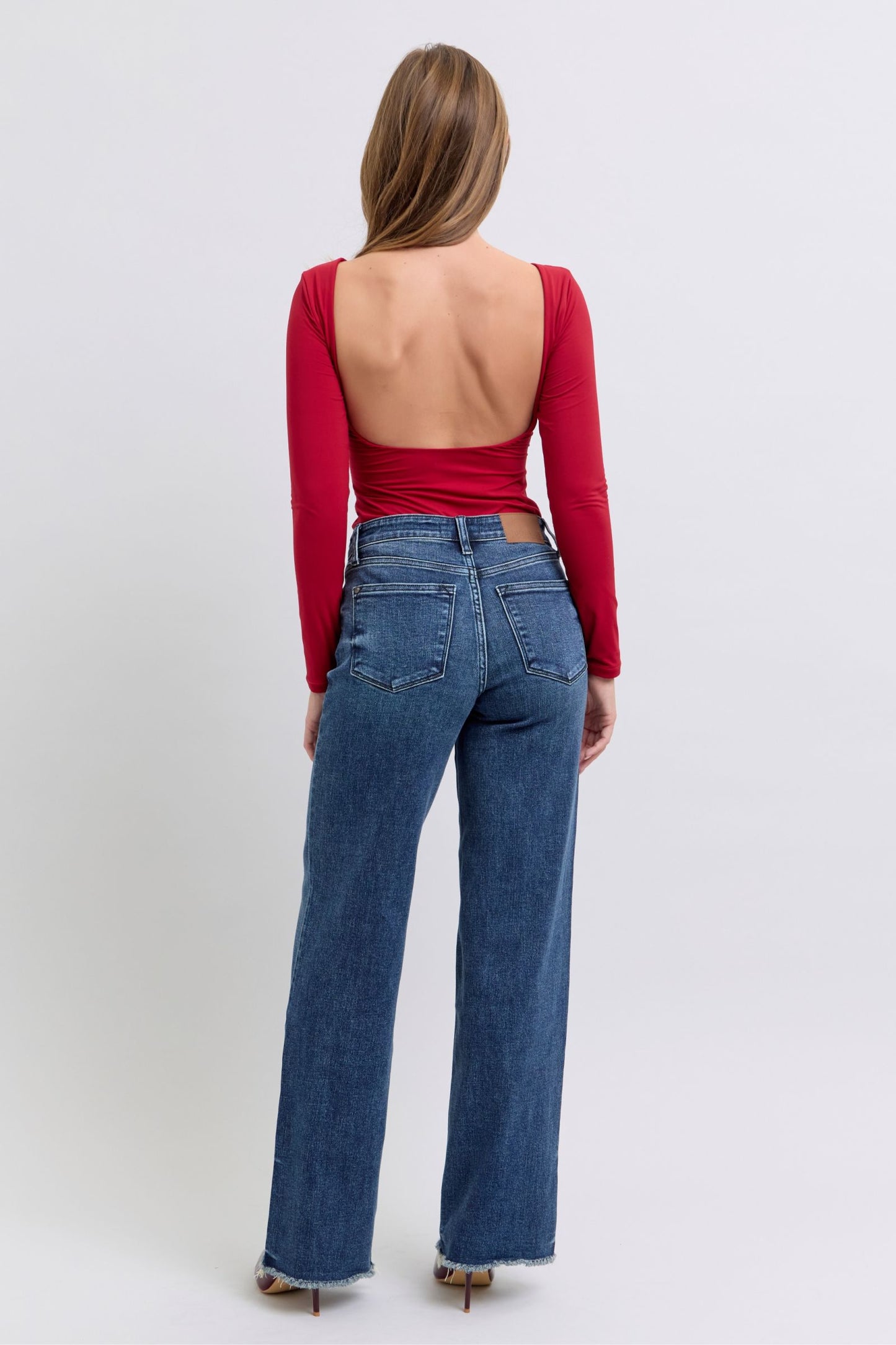 Judy Blue Nina Raw Hem Mid Rise Jeans