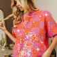 BiBi All Night In Sequin Checkered Short Sleeve Sequin Sweater