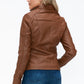 YMI Hooded and Happy Removable Faux Layered Multi-Pocket Jacket with Fuzzy Hood in Rust