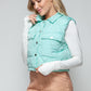 Snobbish Quilted and Cute Snap Down Quilted Crop Vest in Green