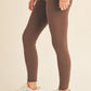 Yelete Conquer The Cold Fleece Lined High Waisted Leggings in Coffee Brown