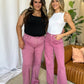 RFM Raelene High Rise Garment Dye Wide Leg Jeans in French Rose