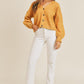 MABLE Buttoned Up Long Sleeve Button Down Sweater Cardigan in Mustard