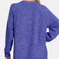 Zenana Mixed Emotions Brushed Melange Hacci High-Low Sweater in Bright Blue