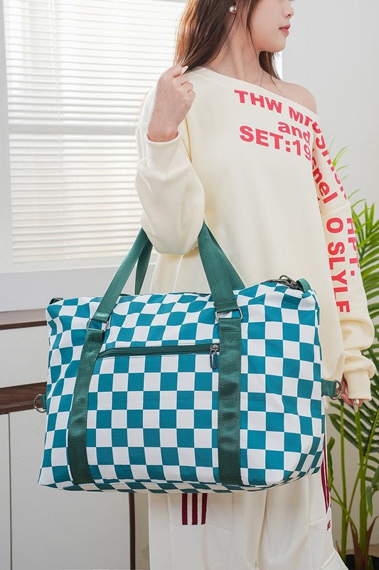 Zenana By My Side Checkered Multi-Pocket Travel Bag