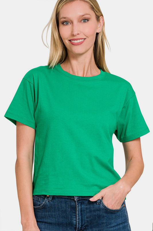 Zenana Expressions Short Sleeve Cropped T-Shirt