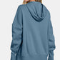 Zenana You Have My Heart Half Snap Long Sleeve Hoodie with Kangaroo Pocket in Dusty Blue