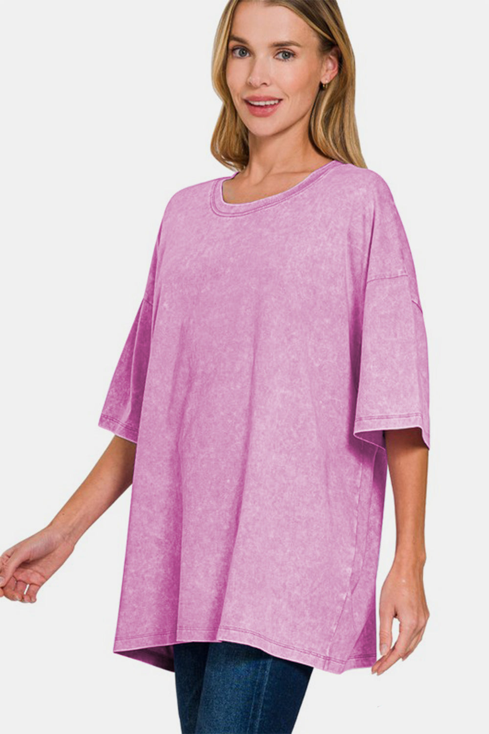 Zenana No Worries Washed Oversized T-Shirt in Moonlit Mauve