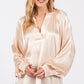 SAGE + FIG Champaign All Day Notched Long Sleeve Blouse