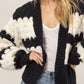 HYFVE Hugs and Kisses Scallop Striped Open Front Long Sleeve Sweater Cardigan
