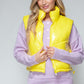 Snobbish A Quilted Touch Zip Up Turtleneck Shiny Quilted Vest in Yellow