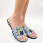 Nicole Lee USA One Step At A Time Rhinestone Decor Wedge Slipper Sandals