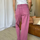 RFM Raelene High Rise Garment Dye Wide Leg Jeans in French Rose