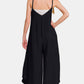 Zenana My Vibe Spaghetti Strap Wide Leg Overalls with Pockets in Black