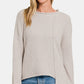 Zenana Wild Wonderland Asymmetric Hem Drop Shoulder Sweater in Bone