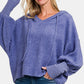 Zenana Brushed Perfection Hacci Drop Shoulder Cropped Hoodie in Marlin