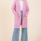 Mittoshop Cozy Hug Open Front Long Sleeve Longline Cardigan in Pink