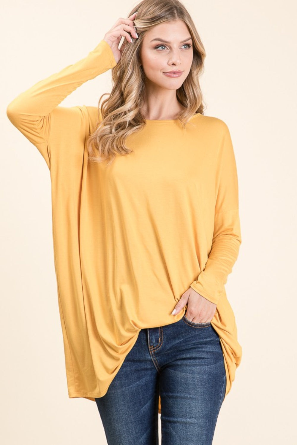 BOMBOM A Bright Day Long Sleeve Oversized Top in Yellow