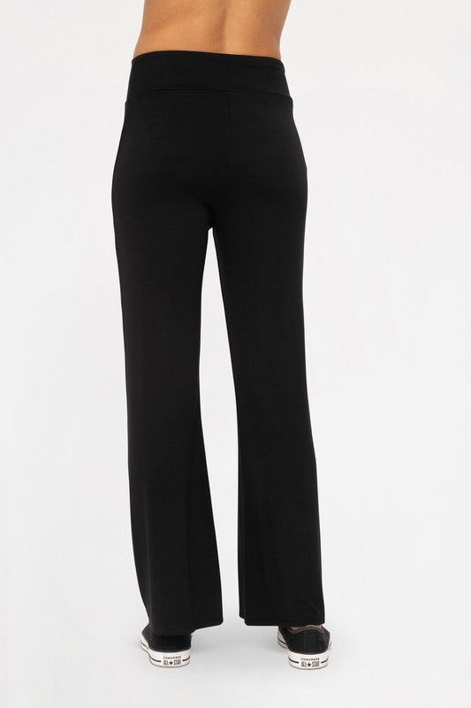 Mono B Yoga Then Cocoa Cross Pleat Flare Pants in Black