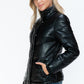 Snobbish Puffer Love Pocketed Zip Up Turtleneck Puffer Jacket in Black