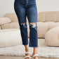 RFM Dylan Tummy Control Distressed High Waist Raw Hem Crop Jeans