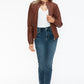 Snobbish A Wild Ride Faux Leather Biker Jacket with Side Zip Pockets in Brandy