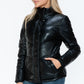 Snobbish Puffer Love Pocketed Zip Up Turtleneck Puffer Jacket in Black