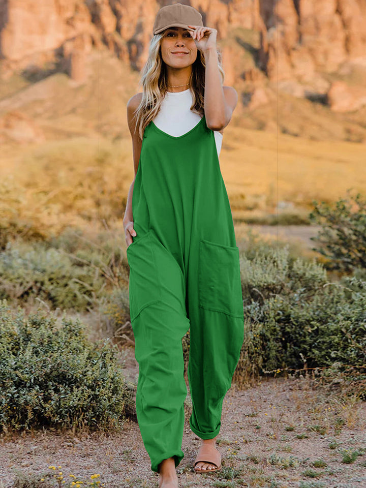 Double Take The Hot Shots Sleeveless V-Neck Pocketed Jumpsuit