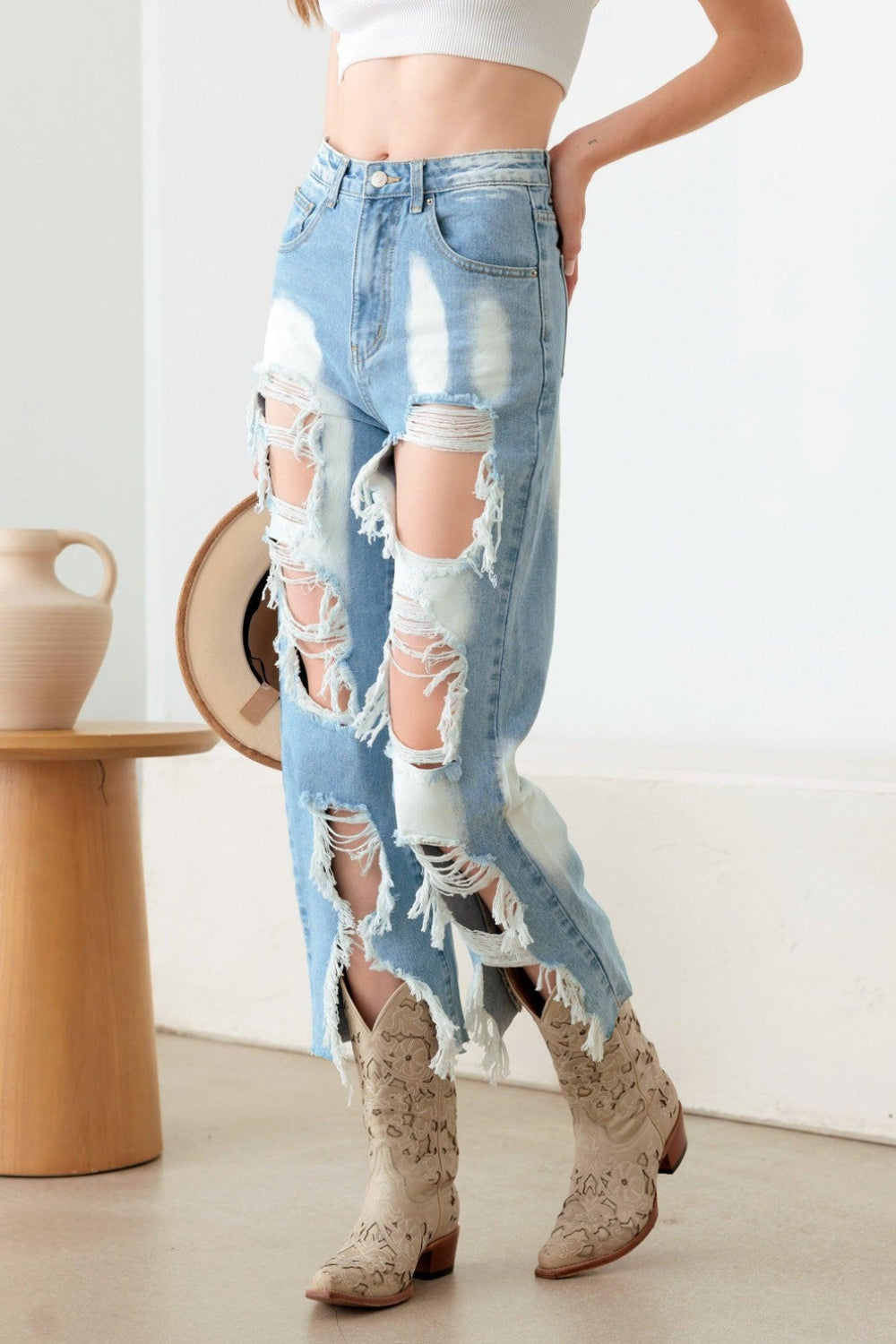 Litz La Andrea Frayed Cut Distressed Jeans