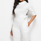 Driven Mock Neck Tie-Waist Half Sleeve Jumpsuit with Pockets
